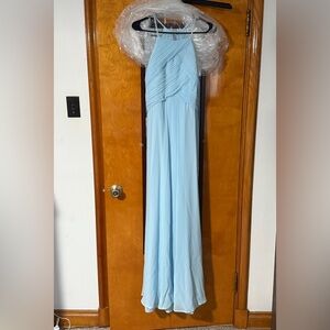 Light Blue Halter Bridesmaids Dress